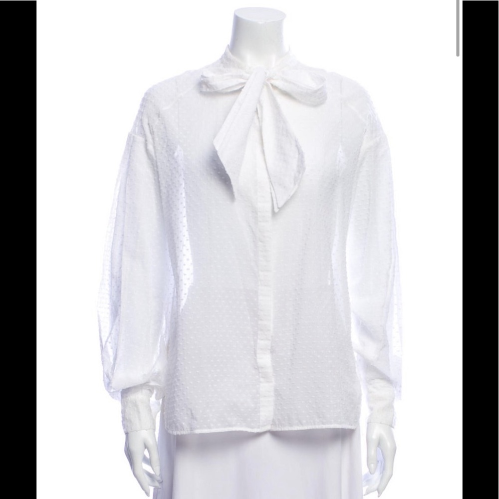 GIAMBA Tie Neck Long Sleeve Button-Up NWT